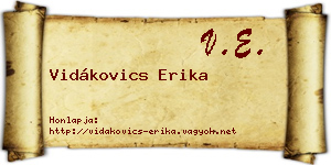 Vidákovics Erika névjegykártya